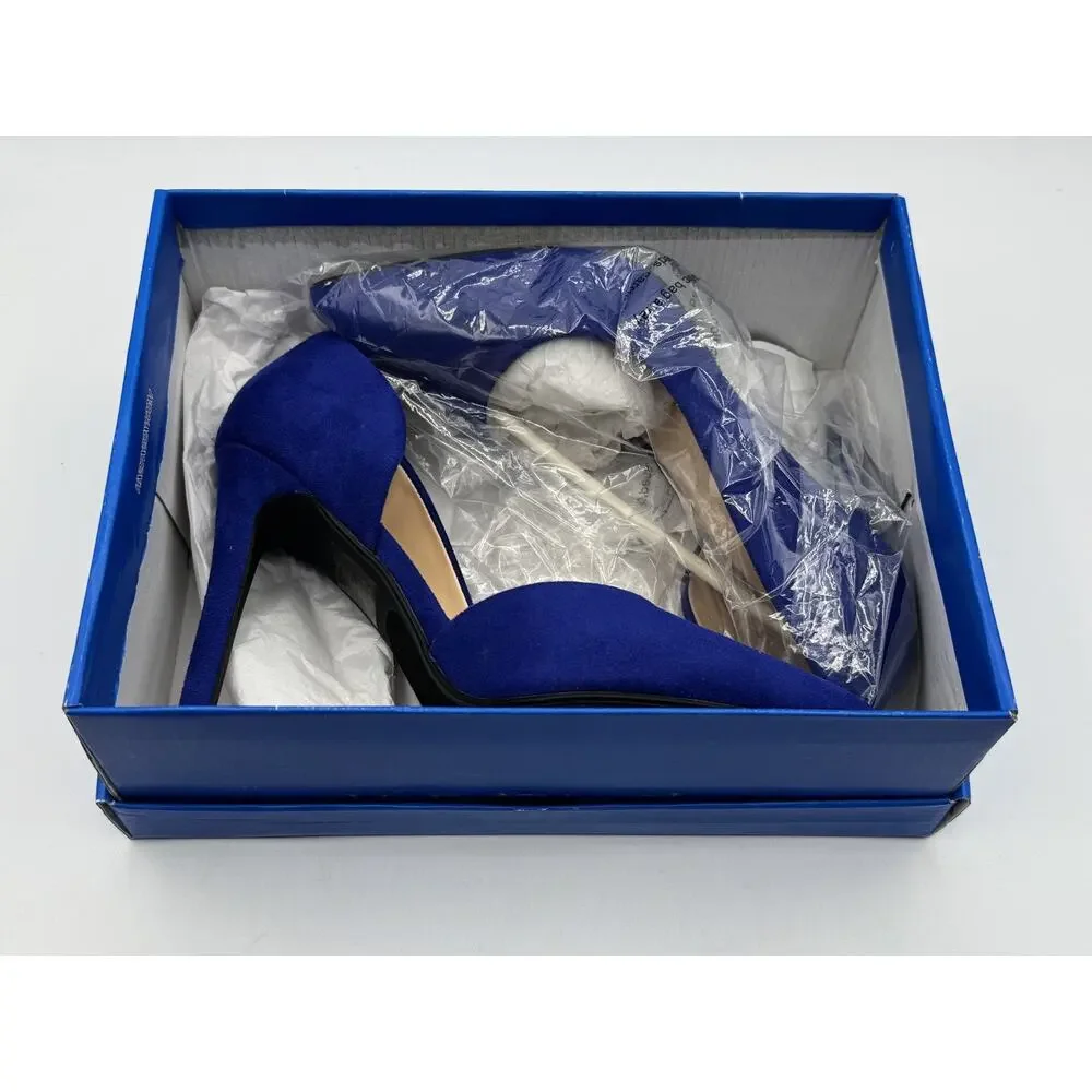 My Delicious Shoes Women’s Stephanie Blue Faux Suede Classic Pump Heel Size 7.5